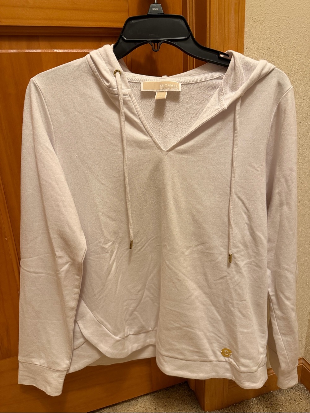 Michael Kors Cream Hooded V-Neck Sweatshirt